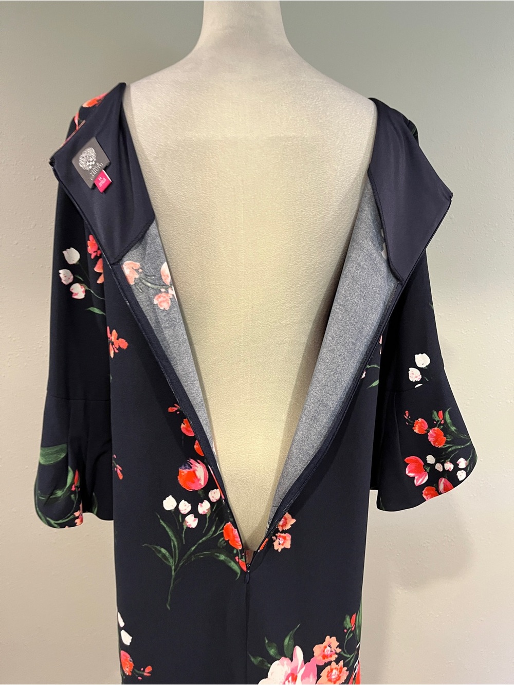 Vince‎ Camuto Navy Floral knee length Shift Dress size 14 - Picture 7 of 12